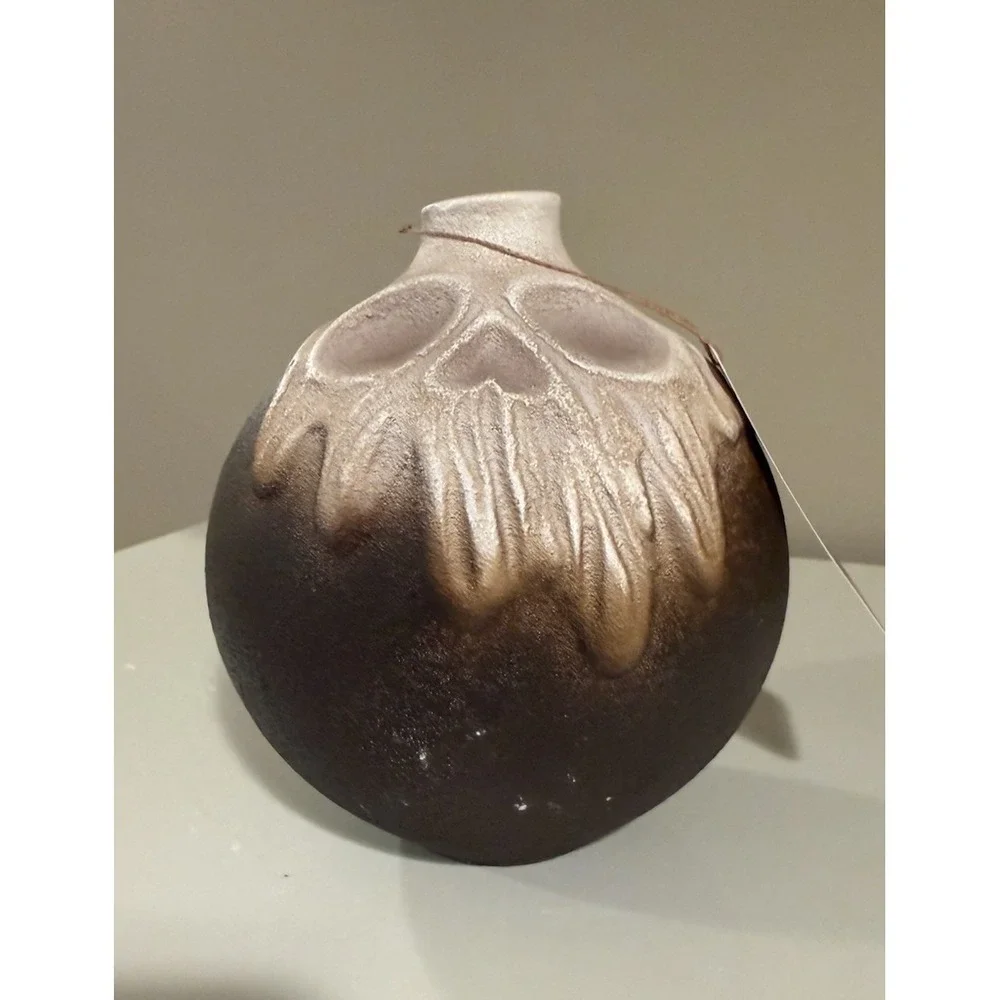 Marshalls Viral Halloween Skull Poison Bottle Handmade Ceramic Vase Small